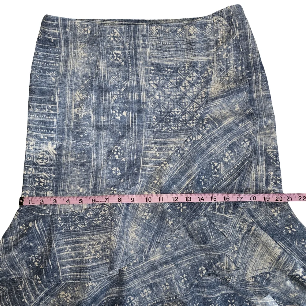 Lauren Jeans Co Ralph Lauren Womens Boho Linen Cotton Blue Ruffle Hem Skirt Sz 4 - Picture 9 of 14